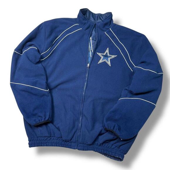 Rare! Vintage NFL Dallas Cowboys Reversible Jacket Men XL Fleece Y2K Star Logo - Picture 4 of 12